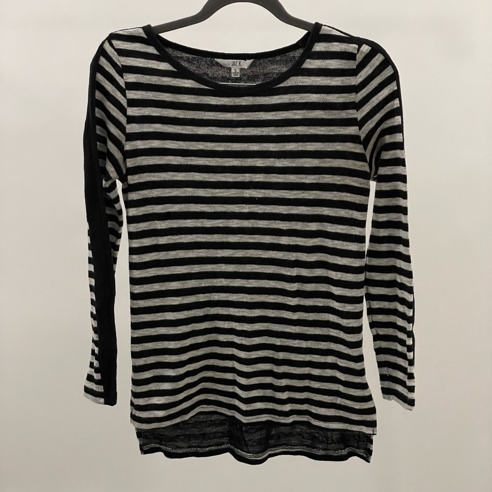 Black Gray Striped Light Sweater Sz S